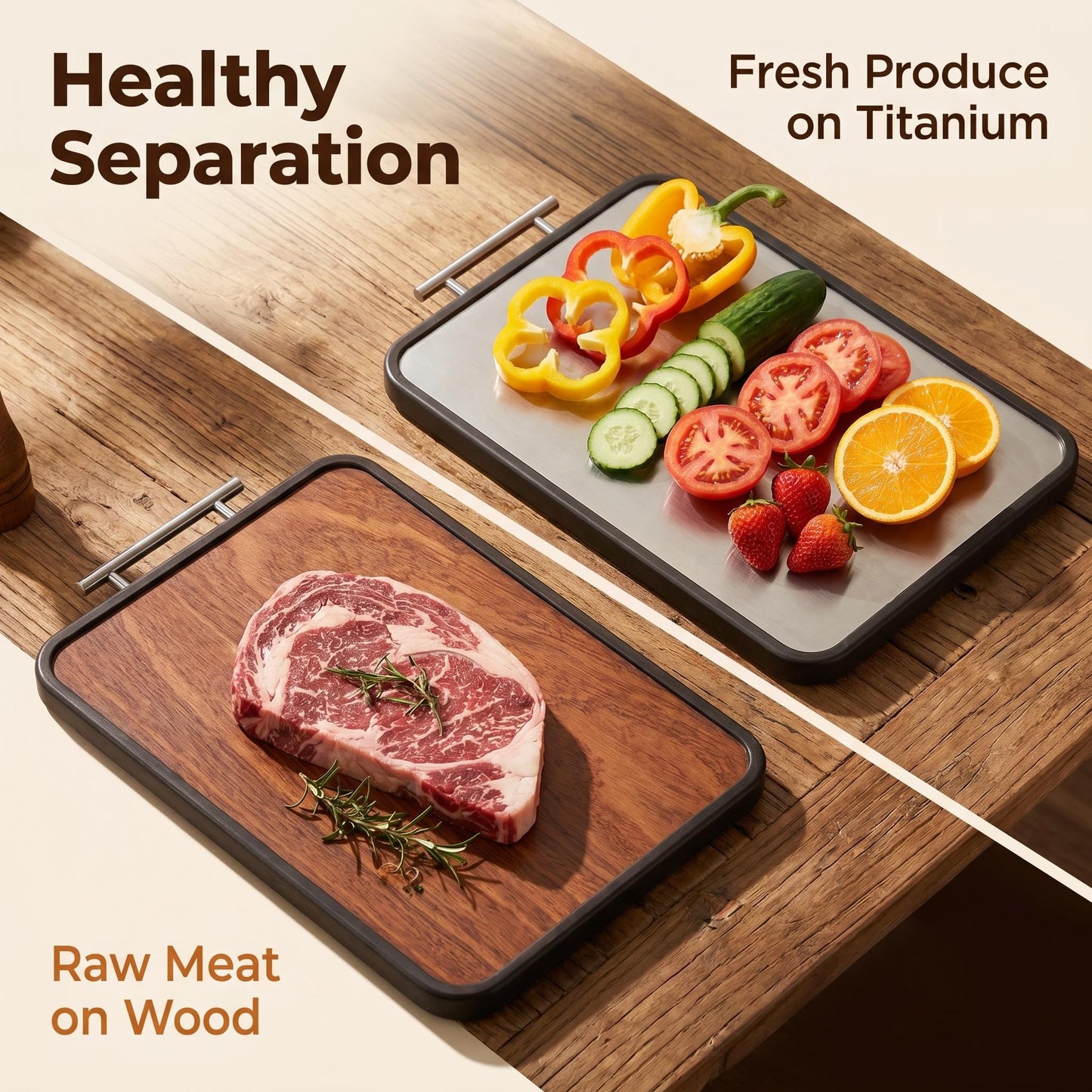 Titanium + Ebony Wood Dual-Side Cutting Board