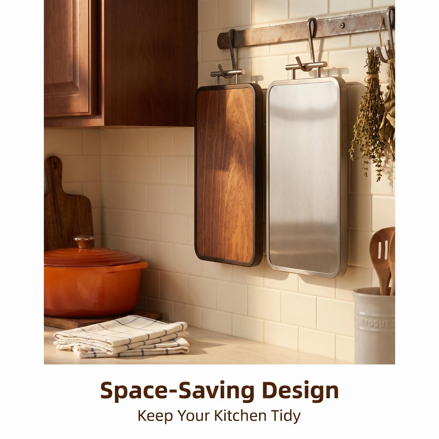 Titanium + Ebony Wood Dual-Side Cutting Board